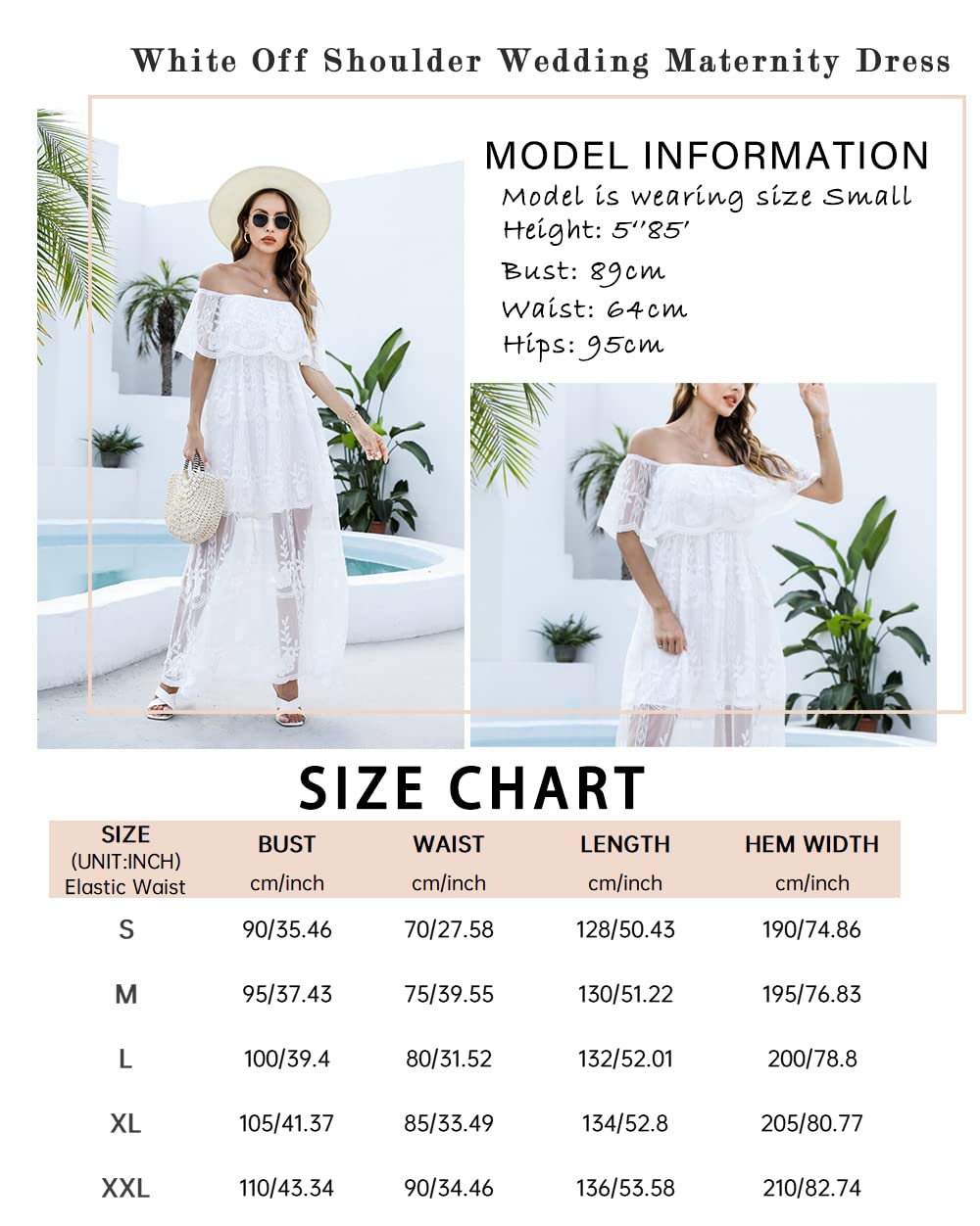 MERMAID'S CLOSET Maxi abito da donna con spalle scoperte in pizzo floreale Boho Flowy Wedding Guest formale abiti lunghi primavera