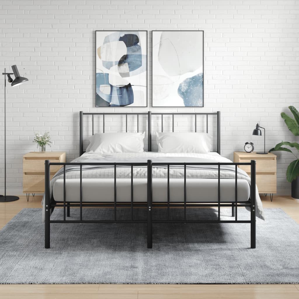 Stoliki nocne 2 szt. dąb sonoma 40 x 35 x 50 cm, stolik nocny z szufladą i półką z materiału drewnopochodnego, stabilny mebel do telewizora z metalowymi nogami, klasyczny design do sypialni