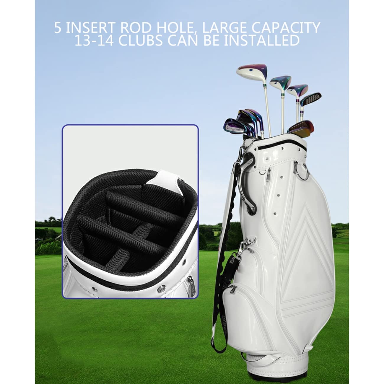 golfbag, Torba golfowa na zewnątrz Przenośna torba ze skóry PU Lekkie podróżne torby kluby golfowe Organizator klubów golfowych pole i podróże(Red)