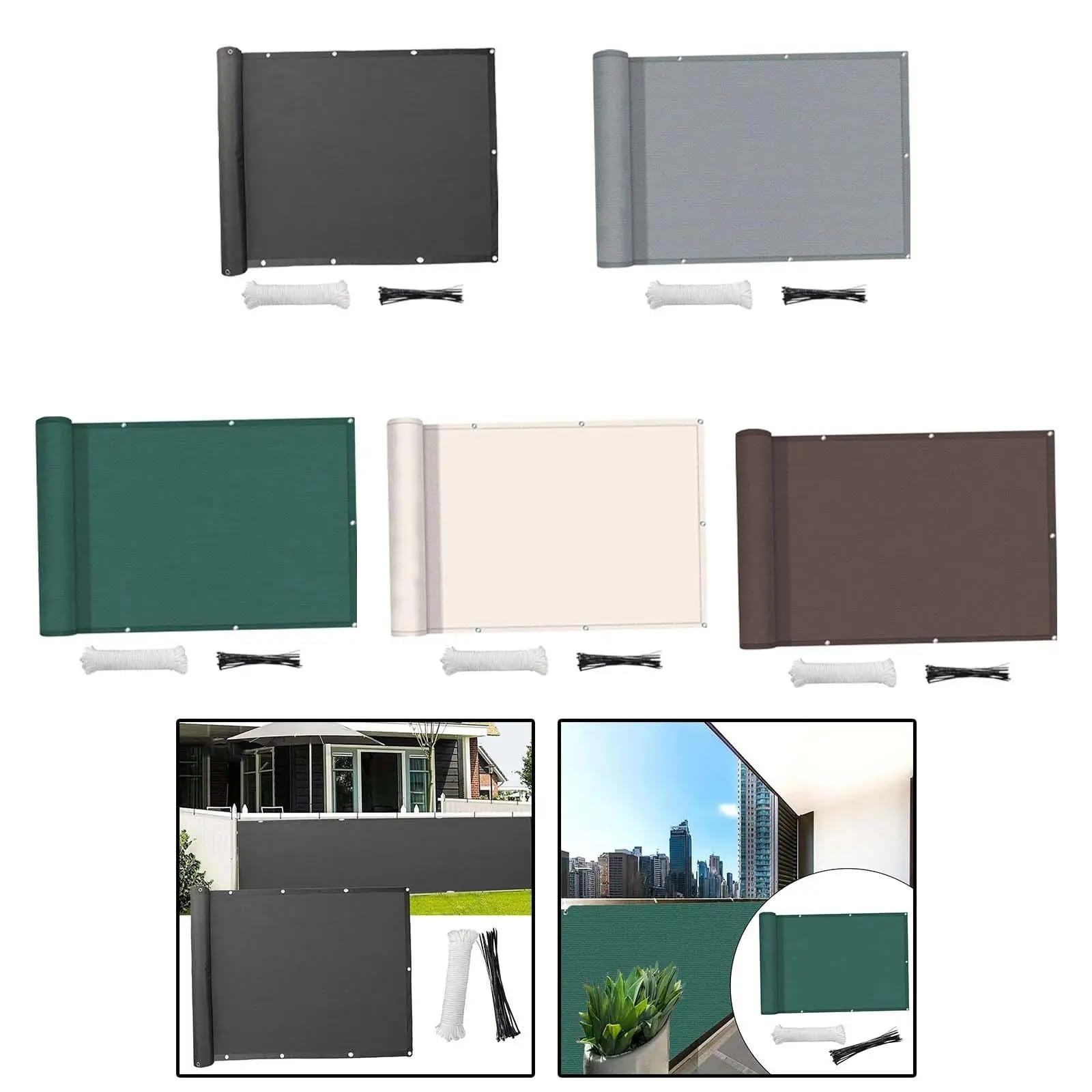 Toldo Lateral Retráctil Parabrisas con Bridas de 2,7 x 9,84 pies for barandilla de Piscina y balcón(Black)