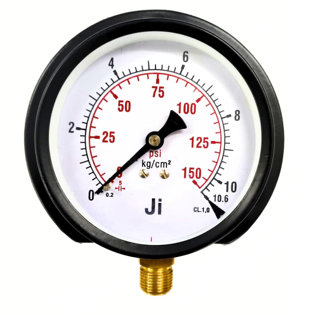 "Ji" Japsin Instrumentation Pressure Gauge, 4" Dial, Range 0-10.6 kg/cm2 with Dual Scale of 150 PSI, Surface Mounting Bottom Entry, 3/8" BSP (M) Connection, MS Case & Brass Internals - Process Control (B08YWMJFVB) Amazon Price History, Amazon Price Tracker