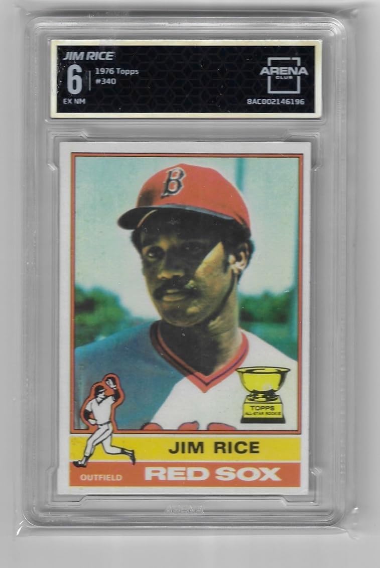 Jim Rice Arena Club Graded EX NM 6 Topps All Star Rookie Collectible Baseball Card - 1976 Topps Baseball Card #340 (Red Sox)