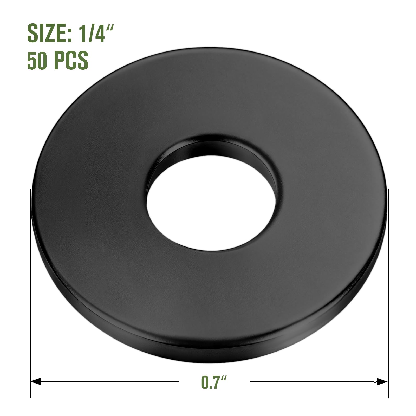 Stainless Flat Washers - 50 Pack, 1/4 Inch -2