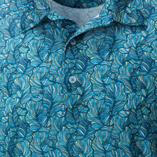 Greg Norman Men's Floreana Golf Polo Blue L4