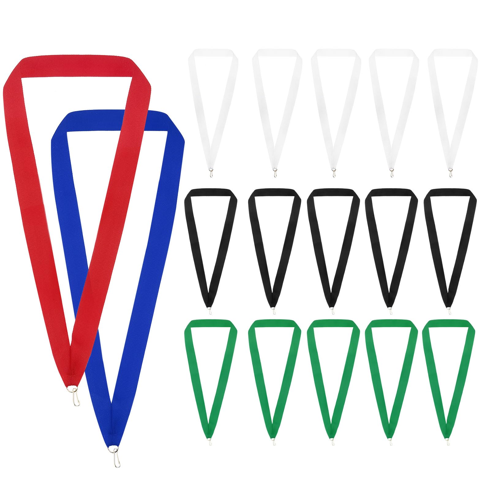 PATIKIL Award Neck Ribbons, 25 Pack Polyester Medal Lanyards with Snap Clip Blank Award Ribbon for Competitions Achievement Sports Party, Green/Red/