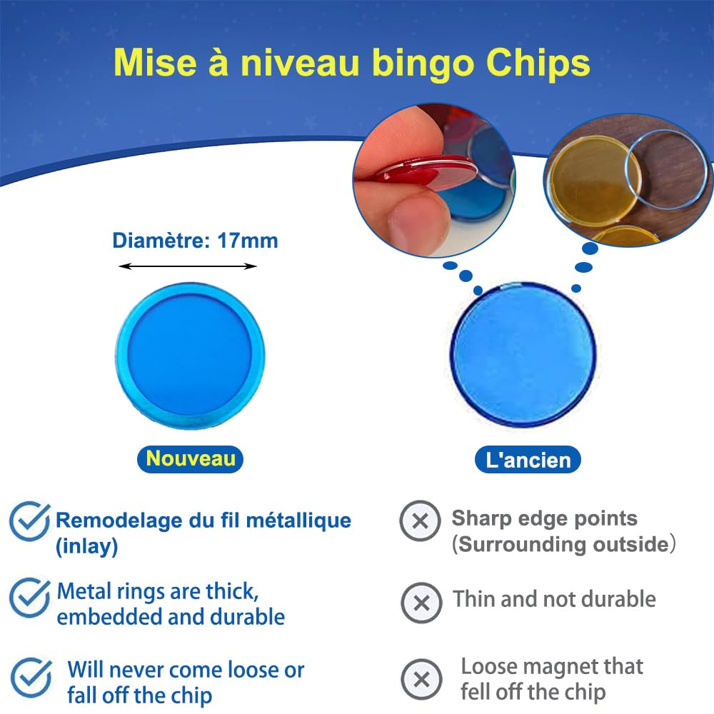 Fonyiunce Kit de Bingo Magnétique,1 Bâton Magnétique 100 Jetons Loto Fonyiunce Kit de Bingo Magnétique,1 Bâton Magnétique 100 Jetons Loto