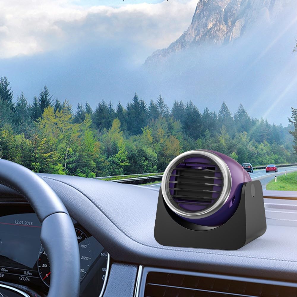 Riloer Auto-Enteiserhitzer, 12 V, 140 W, 10 A, automatischer Scheibenentfroster, tragbarer Auto-Heizlüfter, Violett