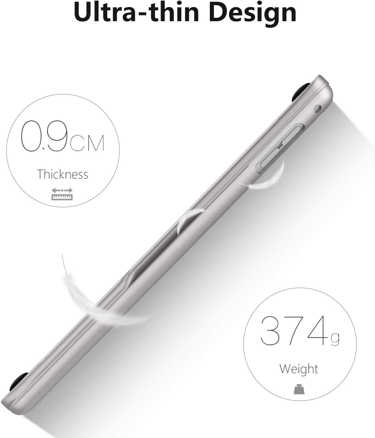Earto iPad Mini 5 / Mini 4 Keyboard - 135 Degree Flip 7 Color Backlit Aluminum Shell Smart Folio Keyboard Case with Auto Sleep/Wake for iPad Mini 5th Gen 2019 / iPad Mini 4 2015, Silver