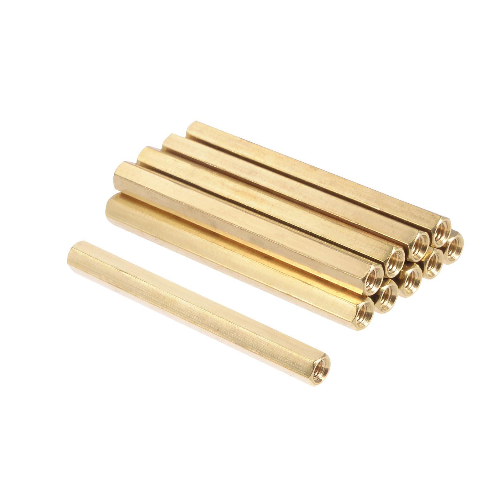 Unifizz M4x60mm Female Threaded Brass Hex Standoff Pillar Spacer Nut 10pcs
