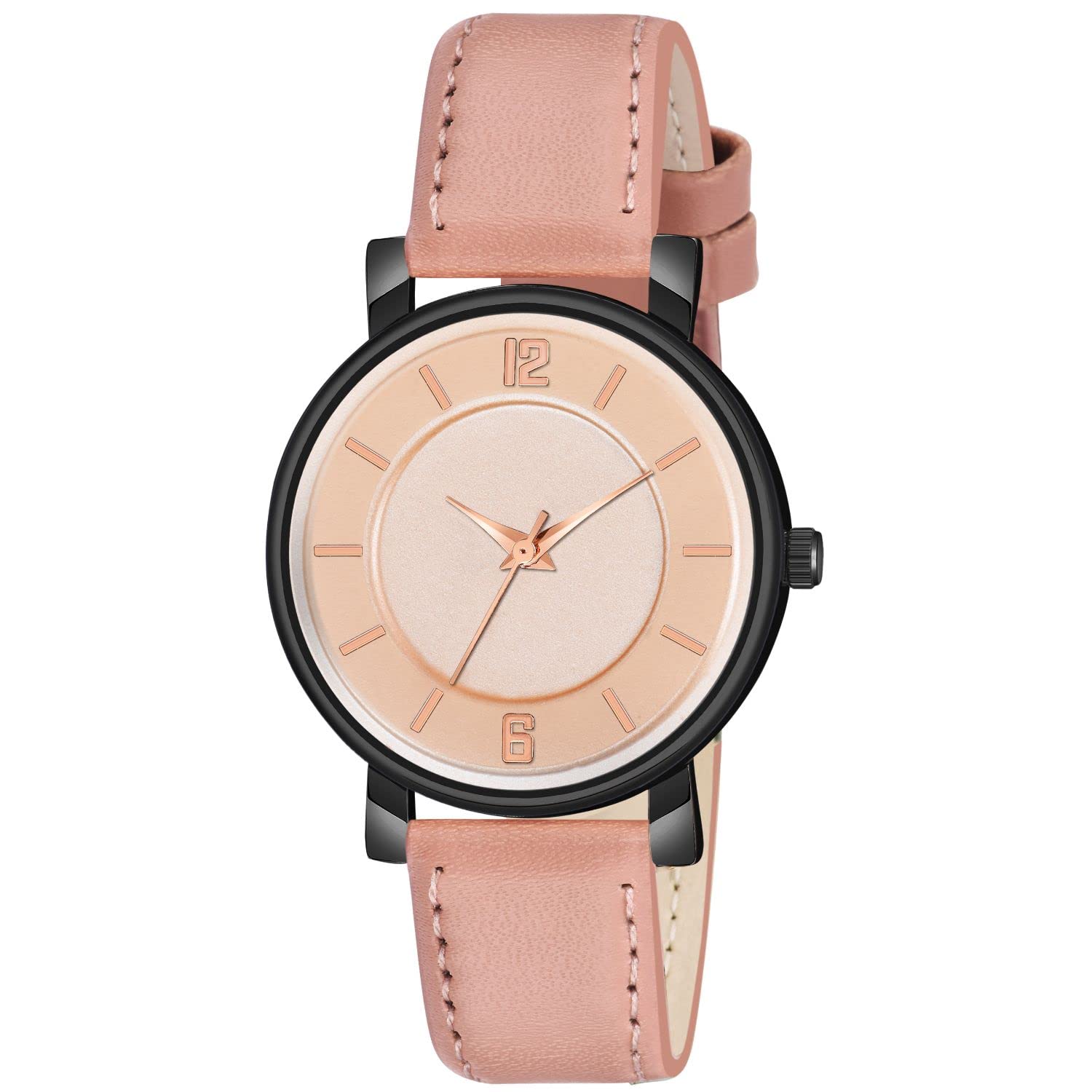 KIARVI GALLERY Analogue Round Dial Stylish Premium Leather Strap Watch for Girls and Women(Grey) (Peach) (B0BYWP194J) Amazon Price History, Amazon Price Tracker