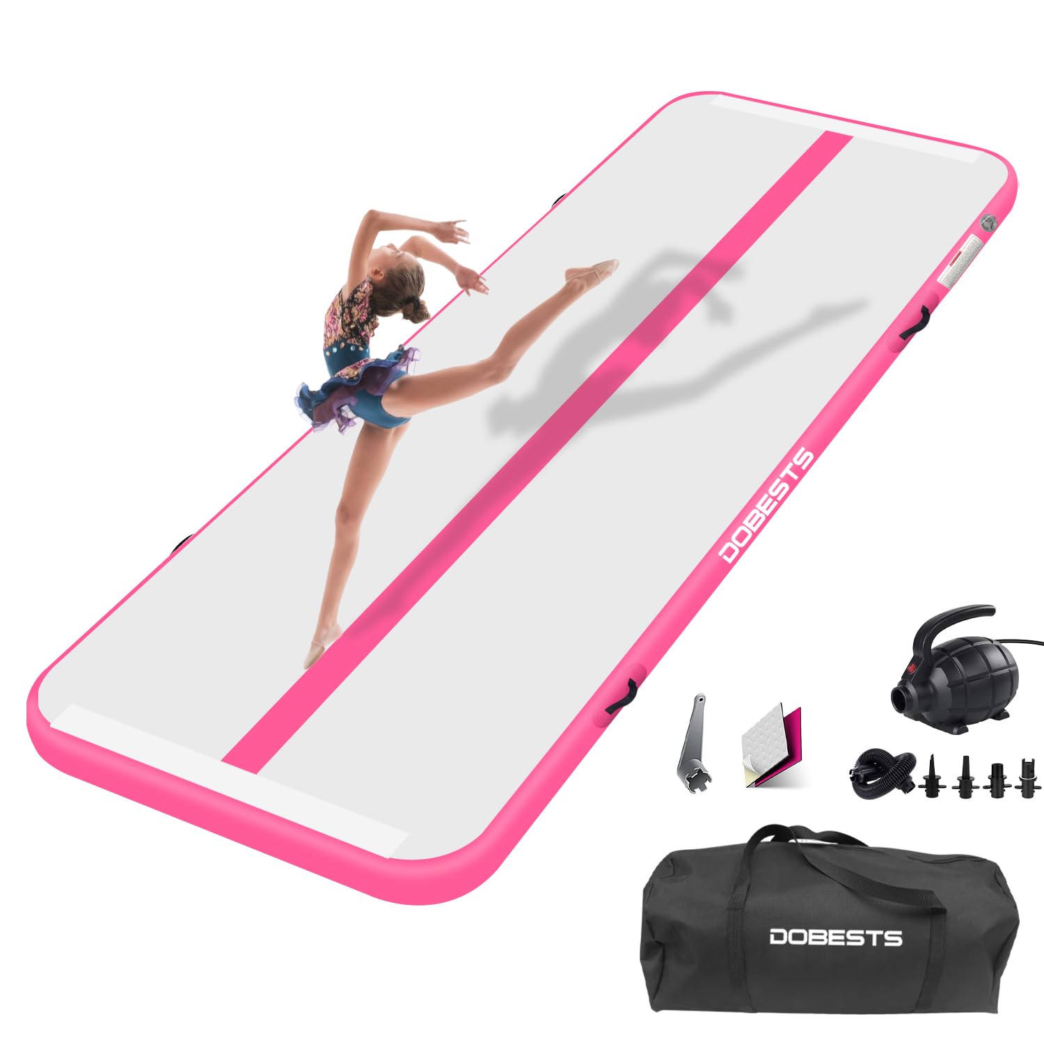 Air Tracking Mat - Tappetino da ginnastica, altezza 10-20 cm, gonfiabile, misura 2/3/4/5/6/7/8 m, con pompa ad aria elettrica