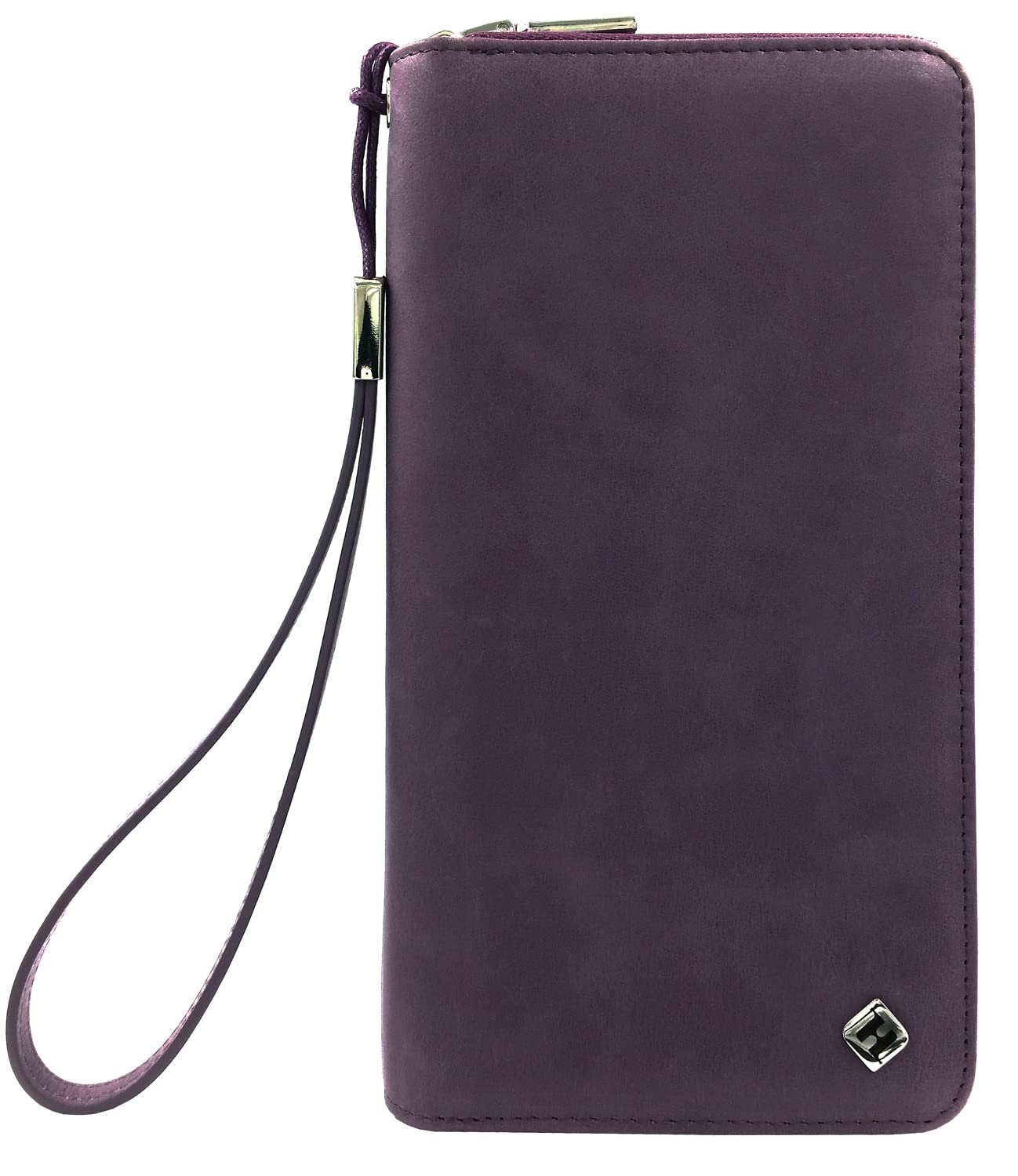 Damen Portemonnaie Oil-Wax-Leder lila groß lang, RFID Schutz, Münzfach, viele Fächer Handyfach, Clutch Geldbörse Portmonee Geldbeutel Brieftasche Damenbörse Damengeldbörse Geldtasche Damenportemonnaie