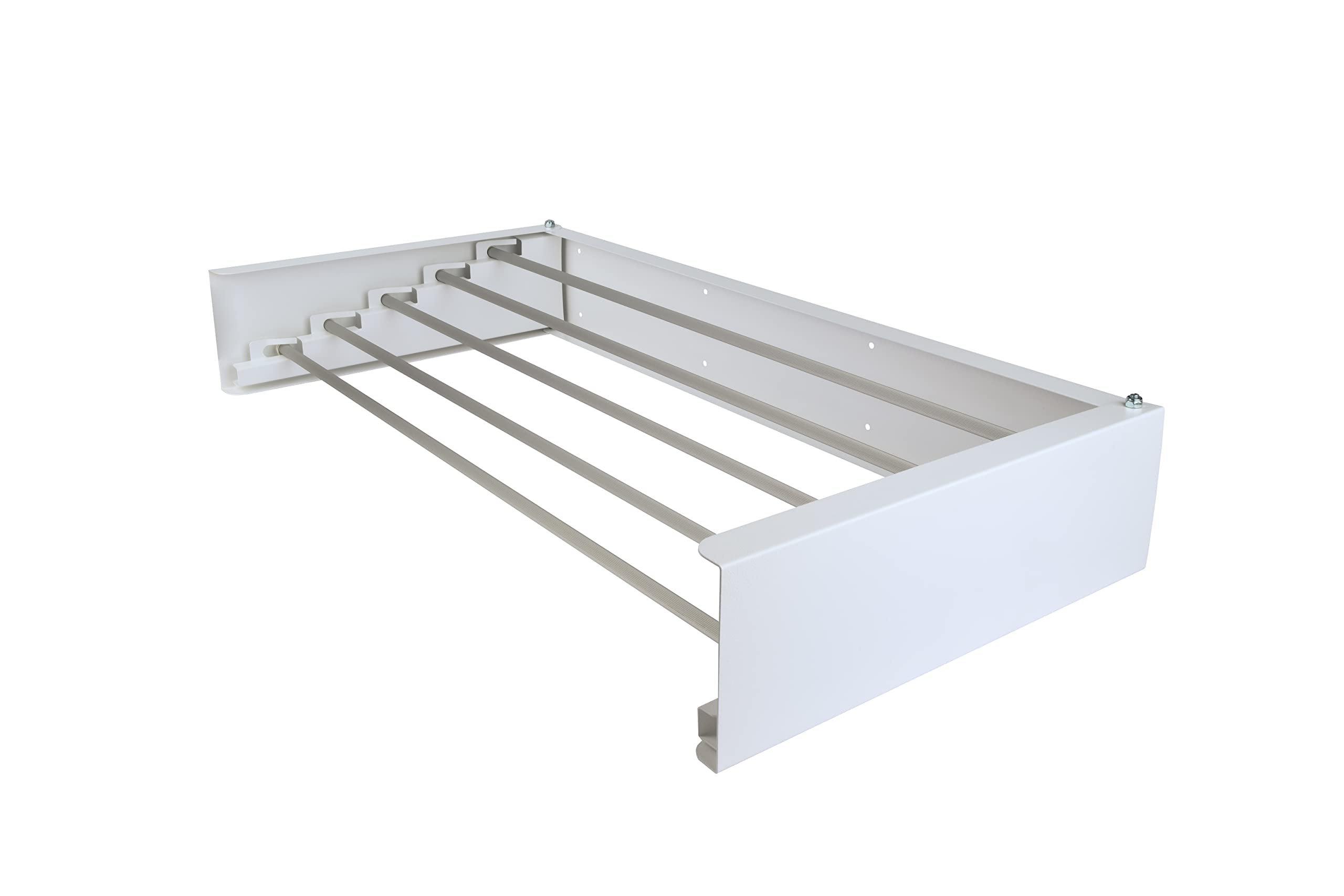 Mastershelf White - Laundry - Retractable - Wall Mounted Clothes Drying Rack Airer - Folding - Indoor Or Outdoor -95X47.5x14cm - Space Saver Compact Sleek Design