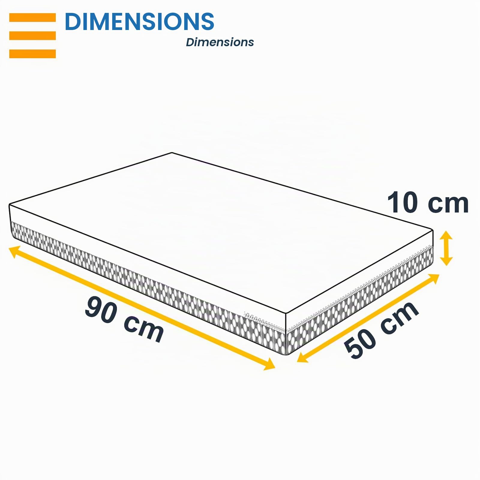 PEKITAS Matelas pour poussette de bébé 50 x 90 cm, épaisseur 10 cm, hybride, réversible, double face, avec housse amovible et lavable, fermeté fixe, respirant, anti-étouffement, pour lit de bébé, lit