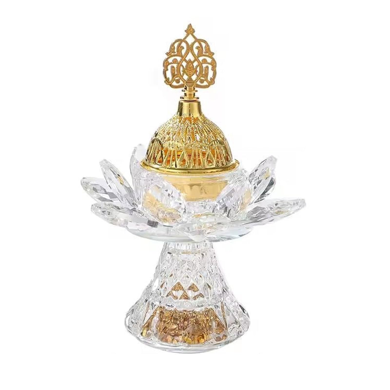 Crystal Glass Bouquet Incense Burner with Clip, Arabian Style Aroma Stove, Decor Incense Holder Stand for Home Yoga SPA Housewarming Gift