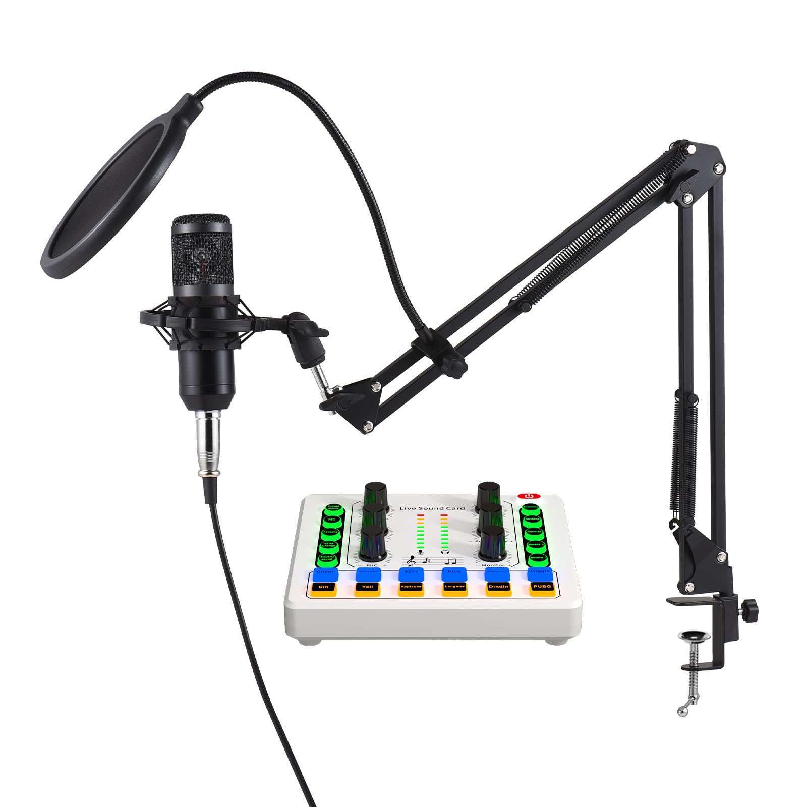 Podcast Equipment Pack Podcast Equipment Pack Live Soundkarte Kit Kondensator Mikrofon Plug & Play Podcast Mikrofon Voice Changer Live Soundkarte zum Leben Streaming Recording Gesang