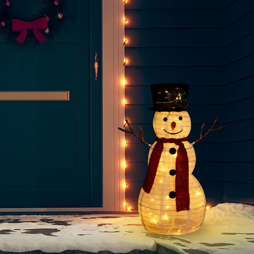 Figura de muñeco de nieve LED de tela de 60 cm con 60 ledes de color blanco cálido, 8 modos de luz, puerto USB, resistente a la intemperie, para interior y exterior, ideal para decoraciones