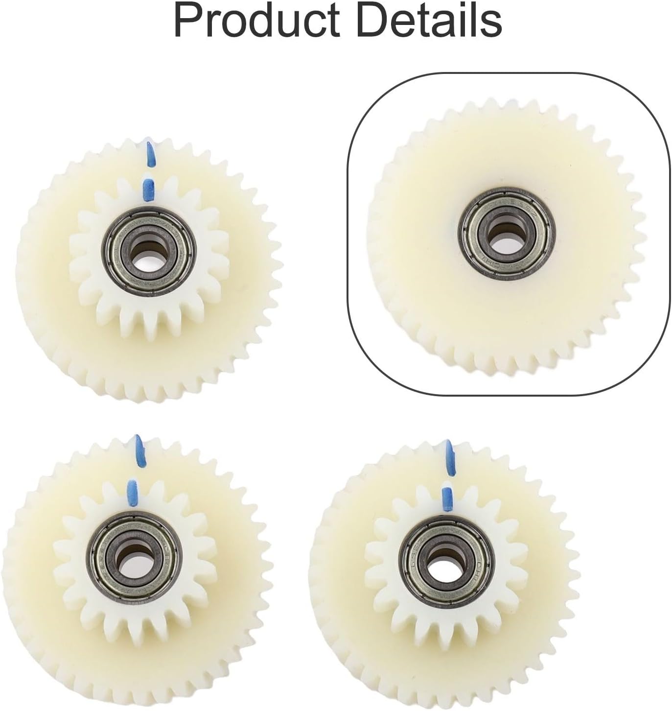 3pcs Gear Set for AKM 95RX Motor, 40T+18T Teeth Nylon Replacement Parts for Ebike, White Motor Gear Kit with 6mm Bearing, 43mm-25mm Diameter Electric Bicycle Components