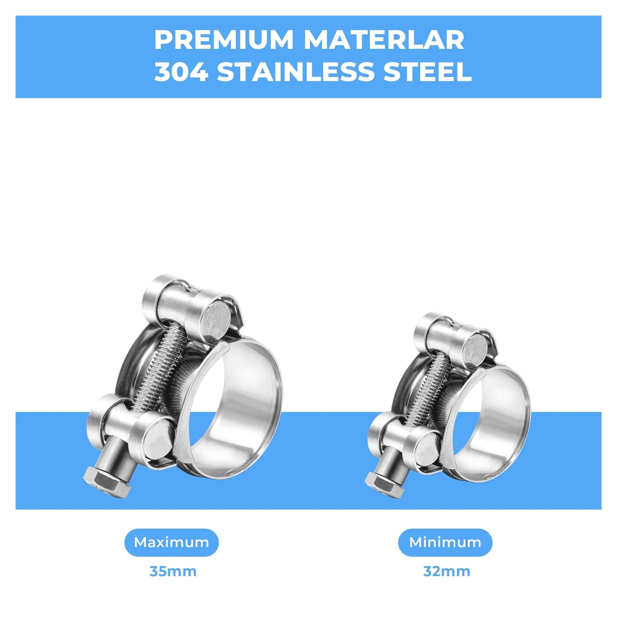 Abrazaderas De Manguera Acero Inoxidable 304, Clip Tubo Escape Con Perno En T, Ajustable Turbo Resistente 17-174mm, 6 Uds