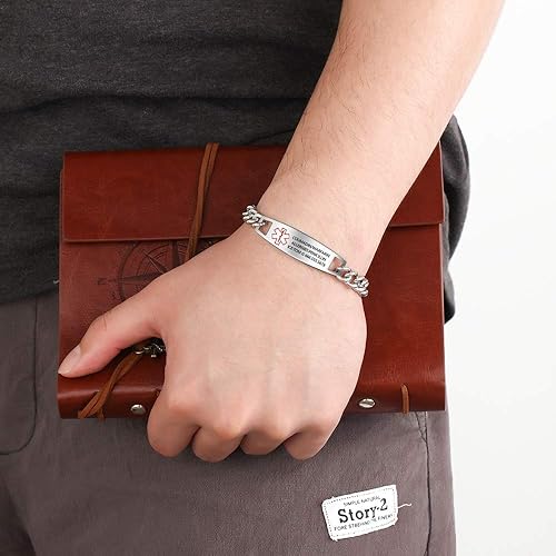 Miniatura 7 de Freedcozy Pulseras de alerta médica de grabado gratis, pulseras de identificación diabética de emergencia para hombres y mujeres, pulsera de alerta