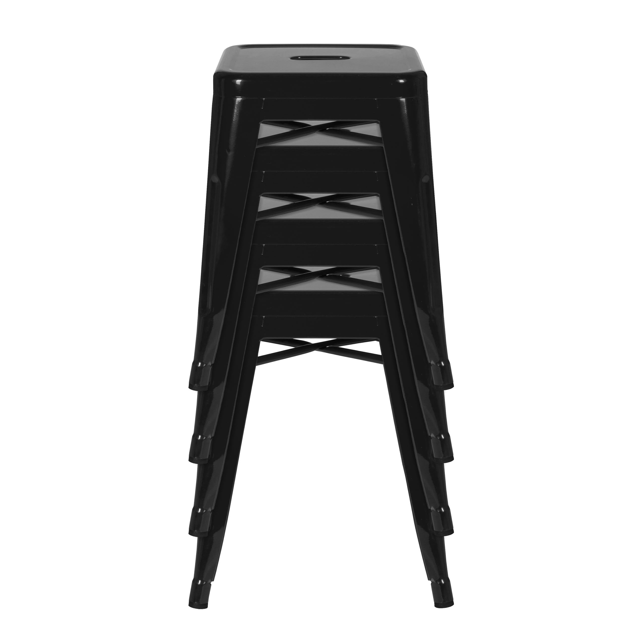 hjh OFFICE 645000 Tabouret bistrot VANTAGGIO Métal Noir, Tabouret au Look Industriel et Moderne, empilable
