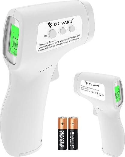 DR VAKU Plastic Digital Thermometer For Fever Non-Contact Laser Infrared Forehead Thermometer Temperature Gun Accurate Rea...