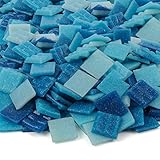 Milltown Merchants™ Light Blue Mosaic Tiles - Bulk Mosaic Tile Assortment - 3/4 Inch (20mm) Mixed Colors Venetian Glass Tile - 3 Pound (48 oz) Craft and Backsplash Tile
