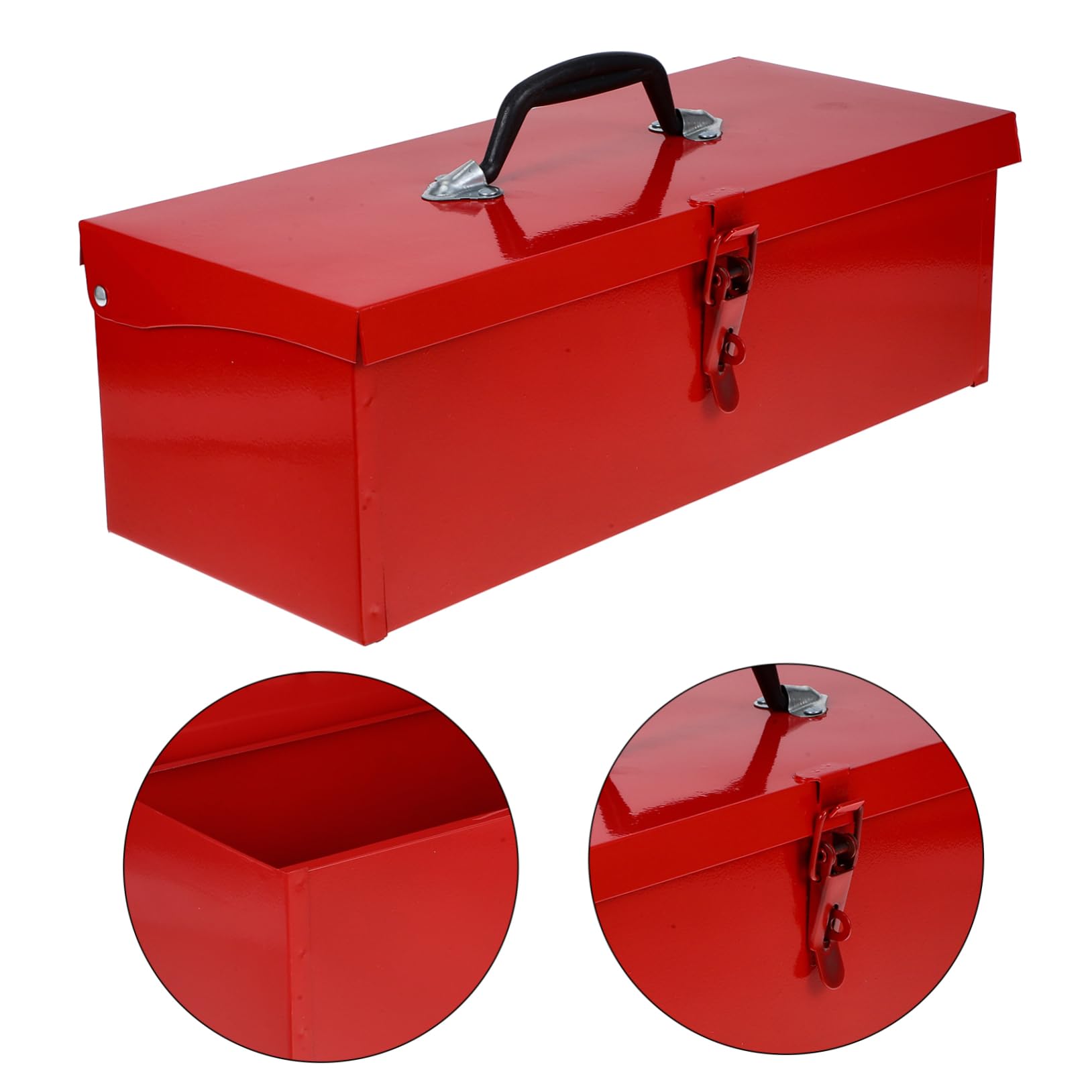 Cassetta Attrezzi Ferro Rossa Portatile, Uso Domestico | Lamiera in Ferro, Alta Capacità e Apertura Facile, Fibbia di Design Ergonomico Stile Casuale
