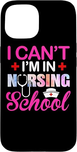 Miniatura 10 de Funda divertida para iPhone 14 Pro Max con texto en inglés "I Can't I'm In Nursing School Nurse Student Case