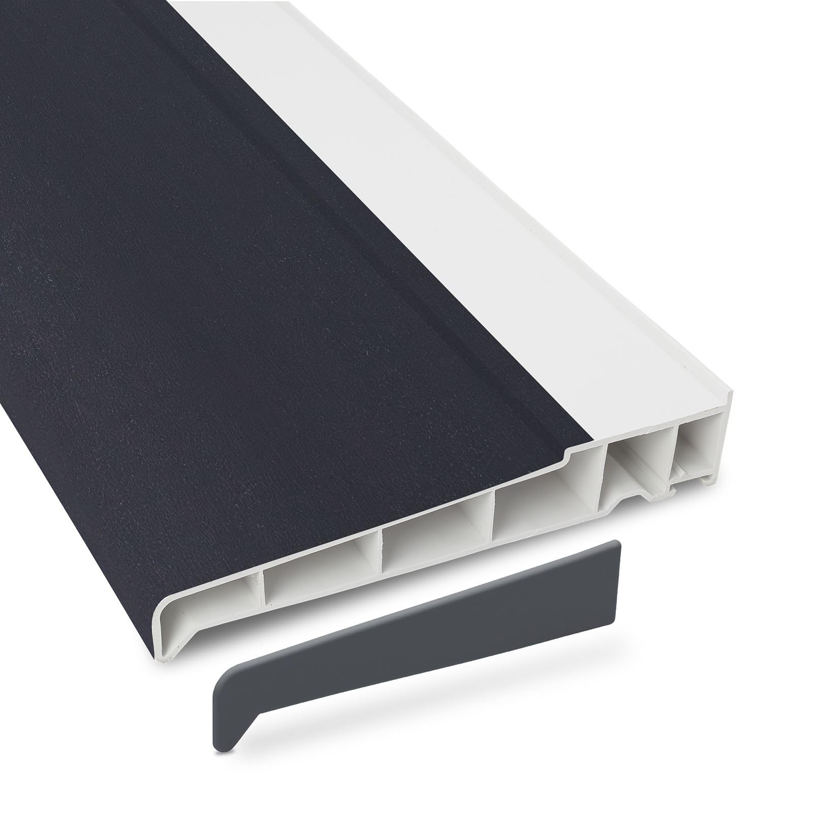 Truly Pvc Limited Anthracite Grey (Smooth) / White 180Mm Profile 22 Window Sill (With End Caps) - 2.5M