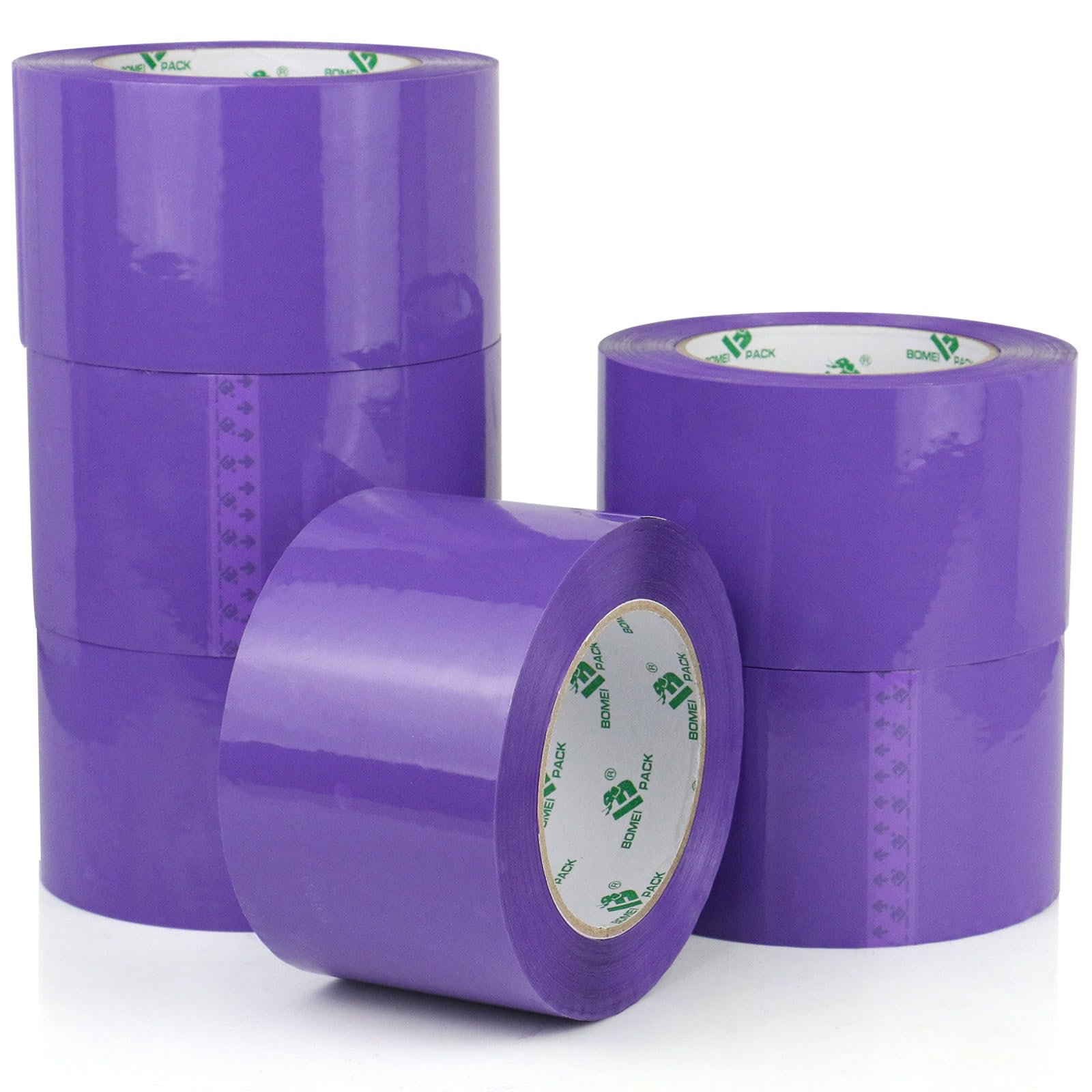 BOMEI PACK Cinta de embalaje morada de 3 pulgadas de ancho, 6 rollos de repuesto de cinta de envío de color morado para embalaje, mudanza y almacenamiento, 2.4 mil x 110 yardas, total 660 yardas