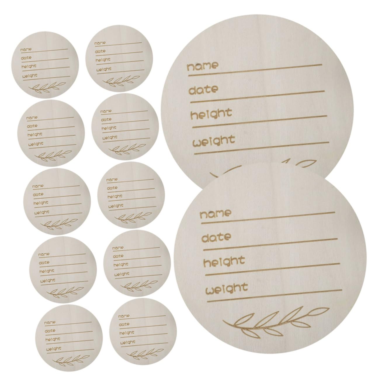 IWOWHERO Wooden Sign for Nursery Baby Milestone Birth Announcement Photo Props Round Wooden Name Plate