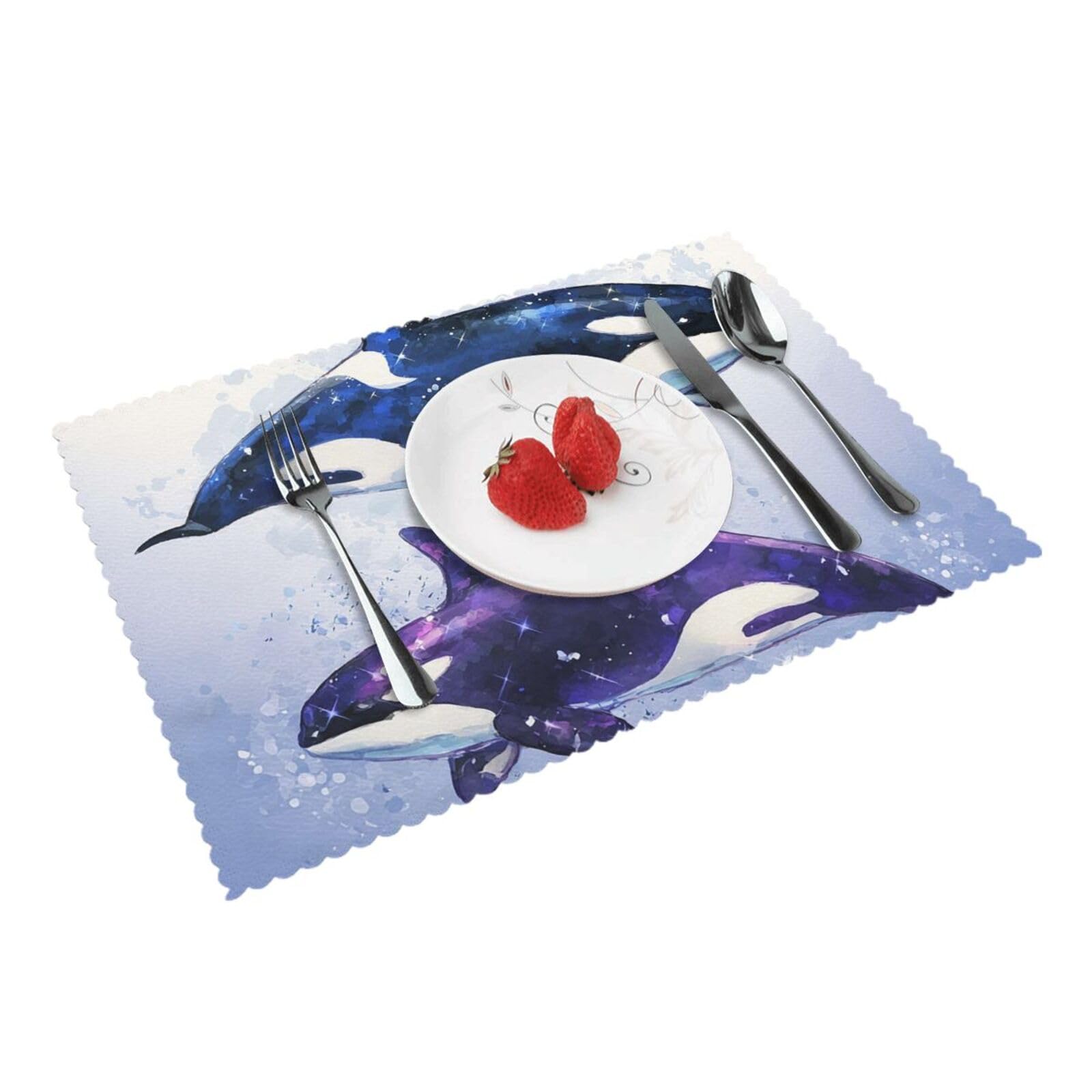 Placemats Set of 4 Heat Resistant Non-Slip Place Mats for Dining Table Orca Killer Whale Placemats Washable Woven Table Mats Wipeable Placemat for Kitchen Decoration 30 x 45 cm