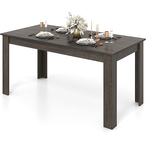 Giantex Dining Table, 63" L x 31.5" W x 30" H Large Farmhouse Center Table with 330LBS Capacity, Kitchen Table for Living Room, Home Office, Dinette, Dinner, Dining Room, Restaurant, Grey
