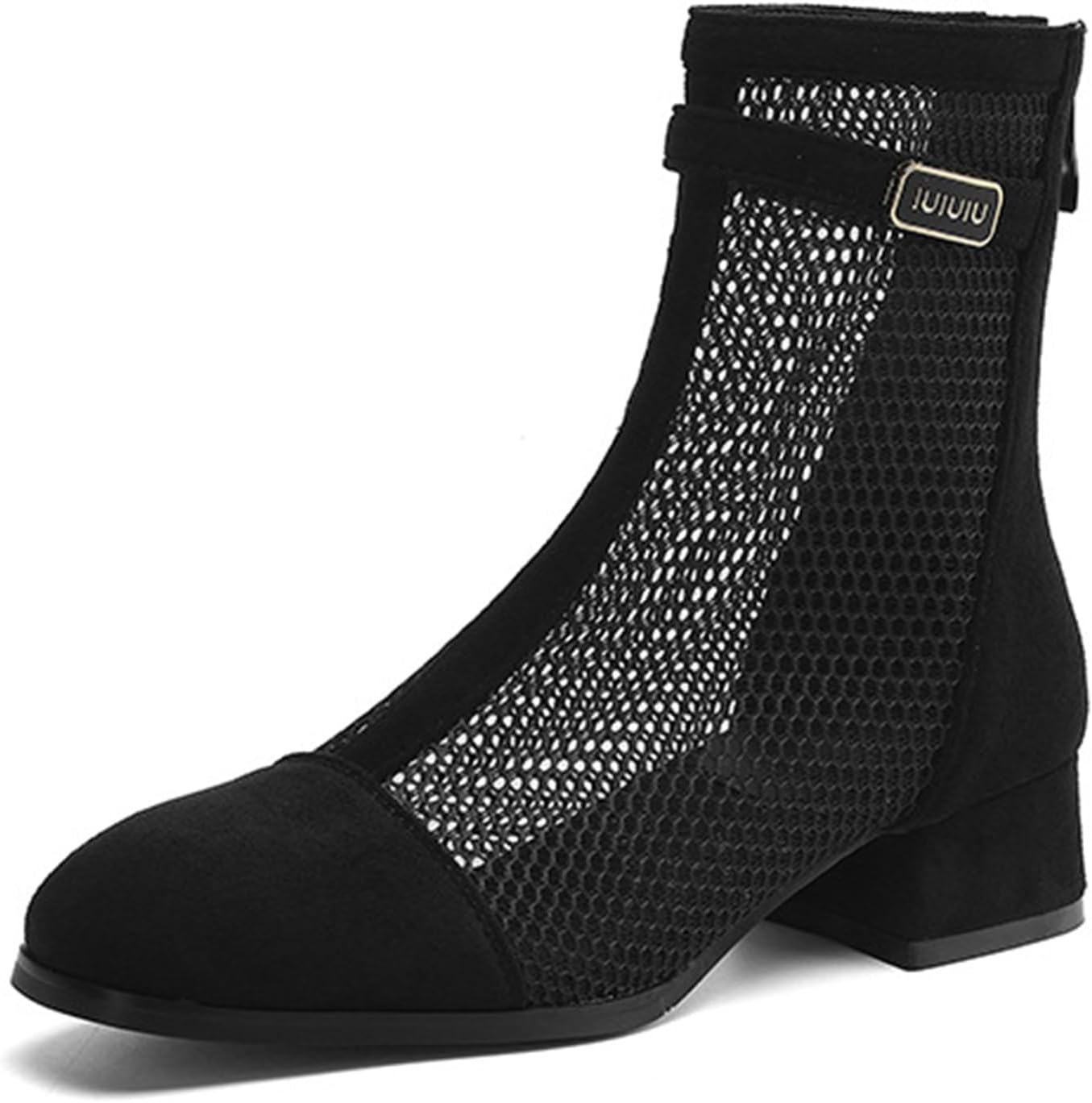 Women's Ankle Boots Chunky Block Heel Breathable Mesh Square Toe Summer Booties City Commuting Shoes Dress Boots for Daily Walking & Errands