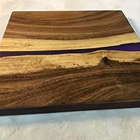 Vista 159 de Mesa de epoxi transparente, mesa de sofá con forma cuadrada, mesa auxiliar de resina de madera, mesa de centro de madera con borde natural para sala