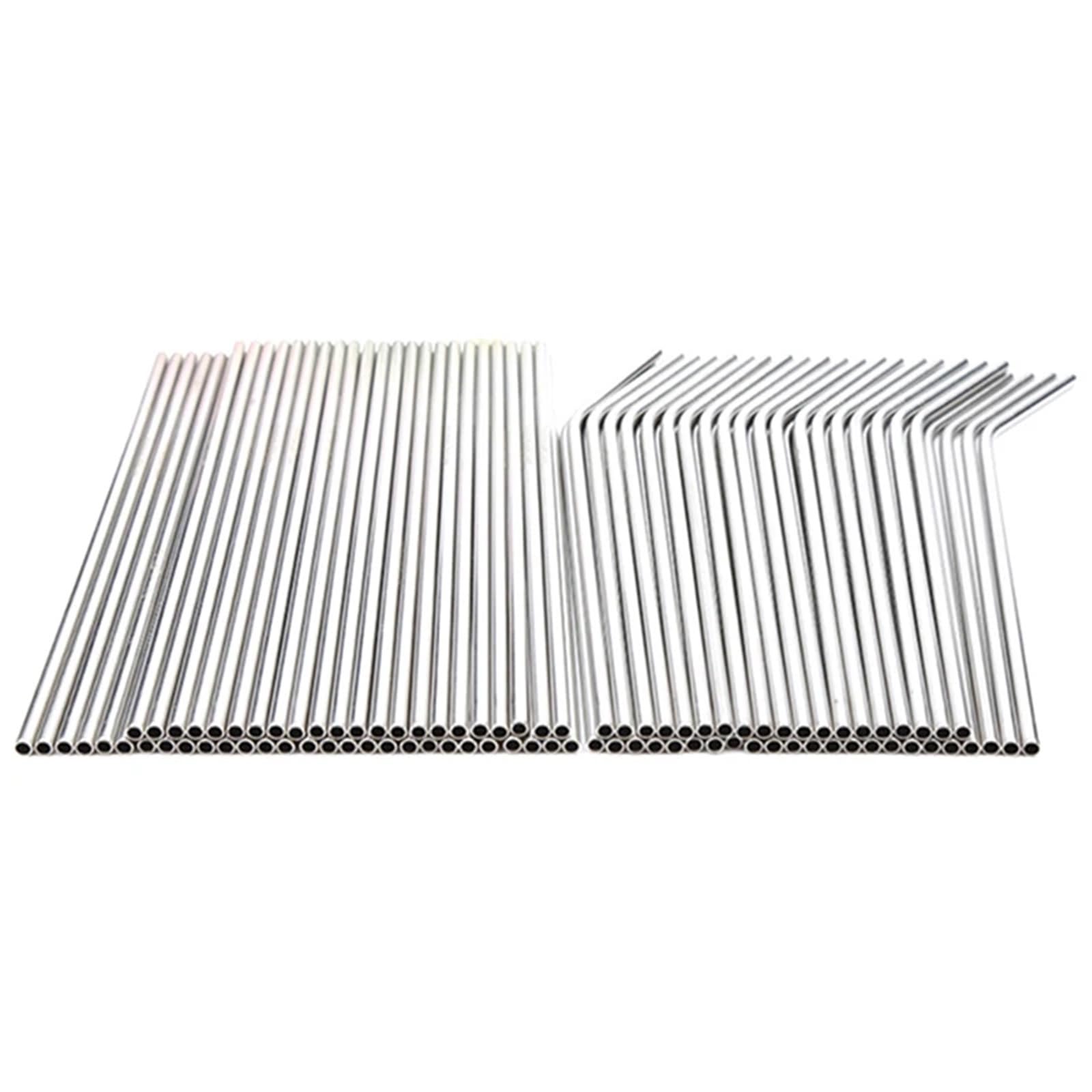 100 Stück Metallstrohhalme können wiederverwendet werden. Trinkwasserrohre aus Edelstahl 304, 215 mm x 6 gebogen und 50 gerade