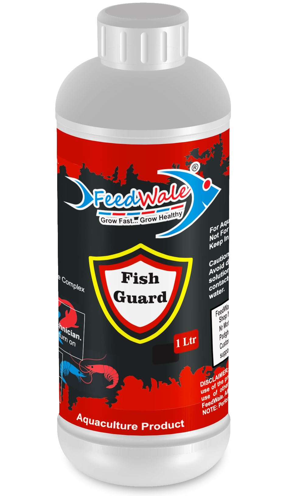 FeedWale Fish Guard 1 Litre Cures Fungal and Bacterial Infection for Fishes in Ponds & BioFloc Aquaculture Water Treatment 2