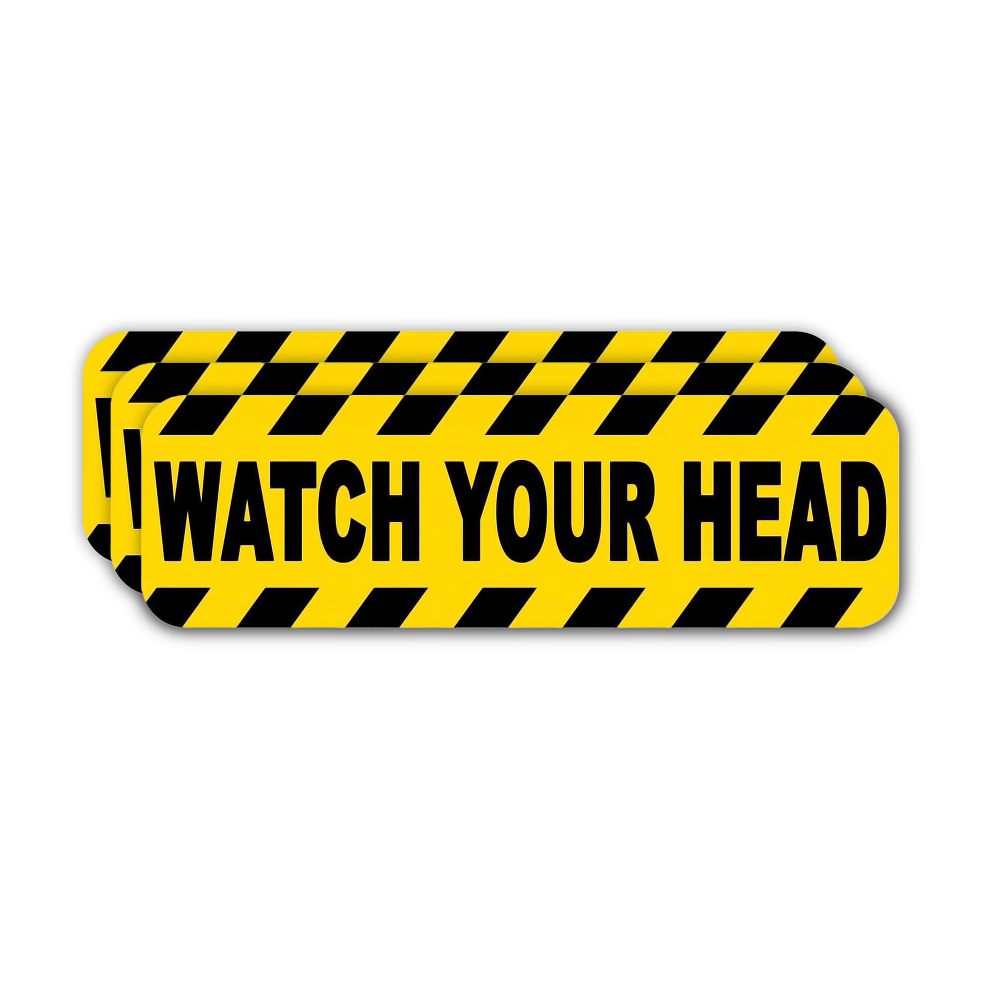 eDesign Watch Your Head Sign - 8x3 Inches - Self Adhesive Watch Your Head Sticker Decal Stair Door Entry Safety Caution Label Sign Stickers For Indoor