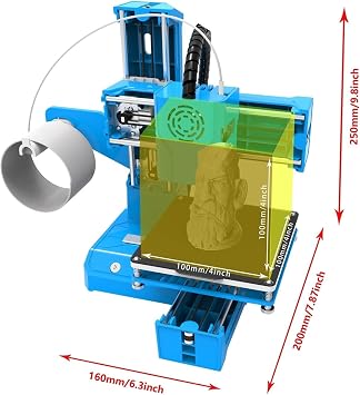 For Easythreed K9 Mini 3D Printer Easy to Use Entry Level Gift 3D Printer FDM TPU PLA Filament 1.75mm Black(UK)