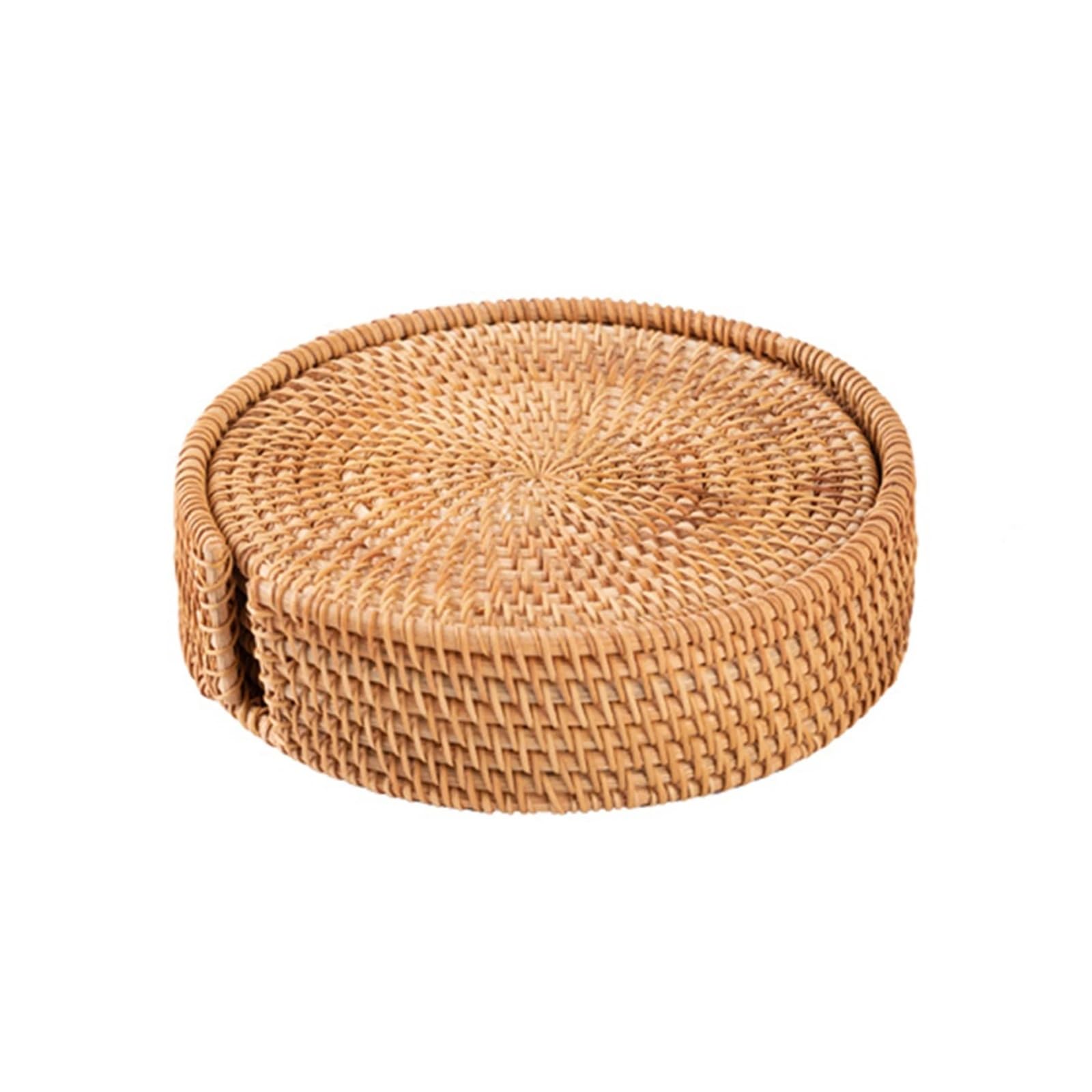 Juego de 6 Posavasos Redondos ratán for decoración del hogar, Bodas, Fiestas cumpleaños, 8-20 cm para Bebidas(16cm)