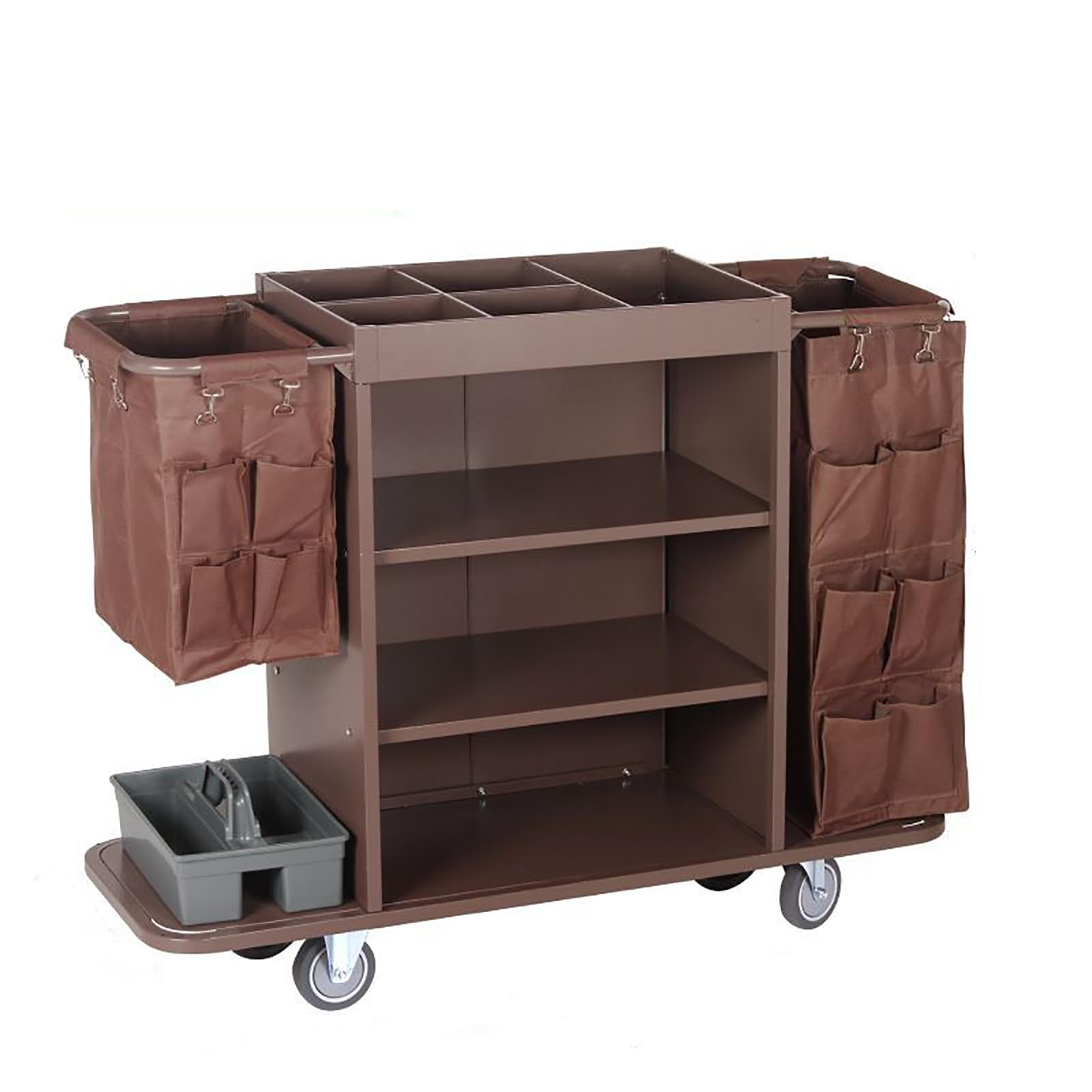 Carrello Multiuso per addetti alle Pulizie - Carrello Multifunzionale a 3 Ripiani per la Pulizia di condomini, Centri Commerciali e Hotel - Carrello a Spinta per addetti alle puliz