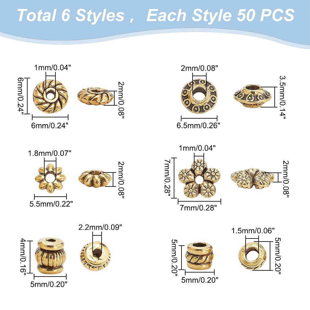 PandaHall 540 Schmuckperlen Set - Goldene Tibetanische Perlen Für DIY Armband & Halskette