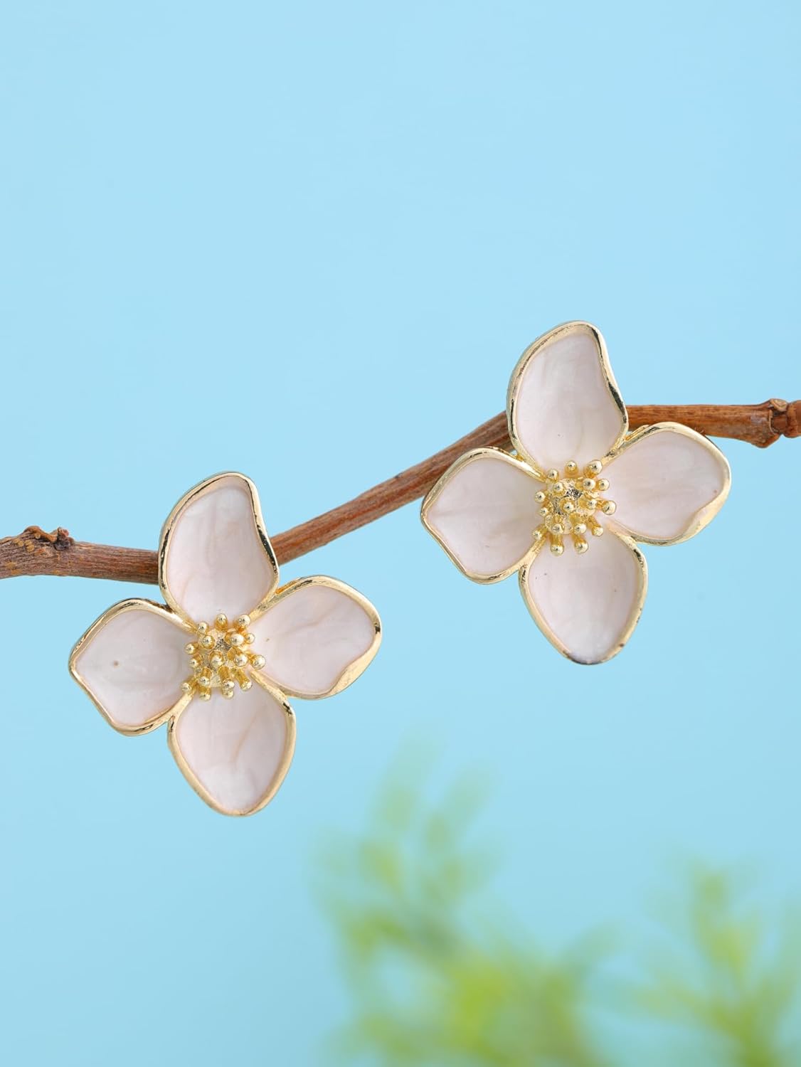 Flower Earrings for Women Large Floral Statement Stud Earrings Chunky Gold Daisy Flower Drop Earring White Green Pink Spring Fancy Trendy Jewelry Accessories - Image 7