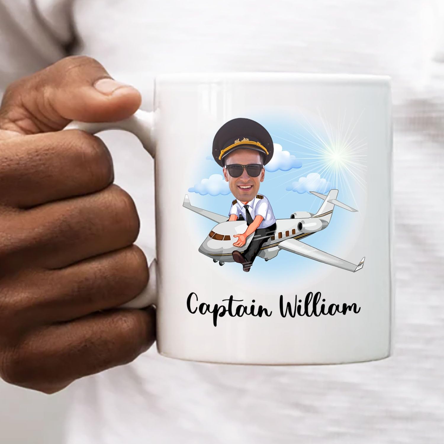 Amazon.com: Personalized Photo Face Pilot Captain White Coffee Mug 11 15  Oz, Funny Pilot Coffee Cup Gift For Future Pilot Airplane Captain Men  Women, Best Pilot Captain Travel Mug, Custom Name Photo