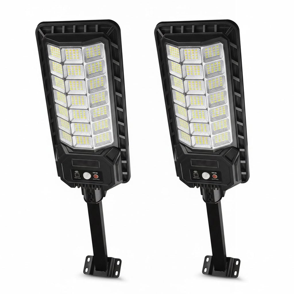 2 Lampioni Solari 2000W 336 LED Esterno con Sensore Movimento e Crepuscolare IP65 Impermeabile Pannello Monocristallino Batteria 12h Luce Giardino Cortile Strada