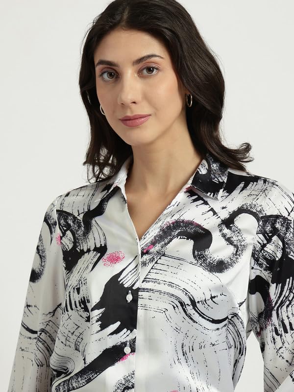 Image of FableStreet Women Shirts | Comfort Fit Spread Collar | Premium Satin Fabric for Formal, Business Casual