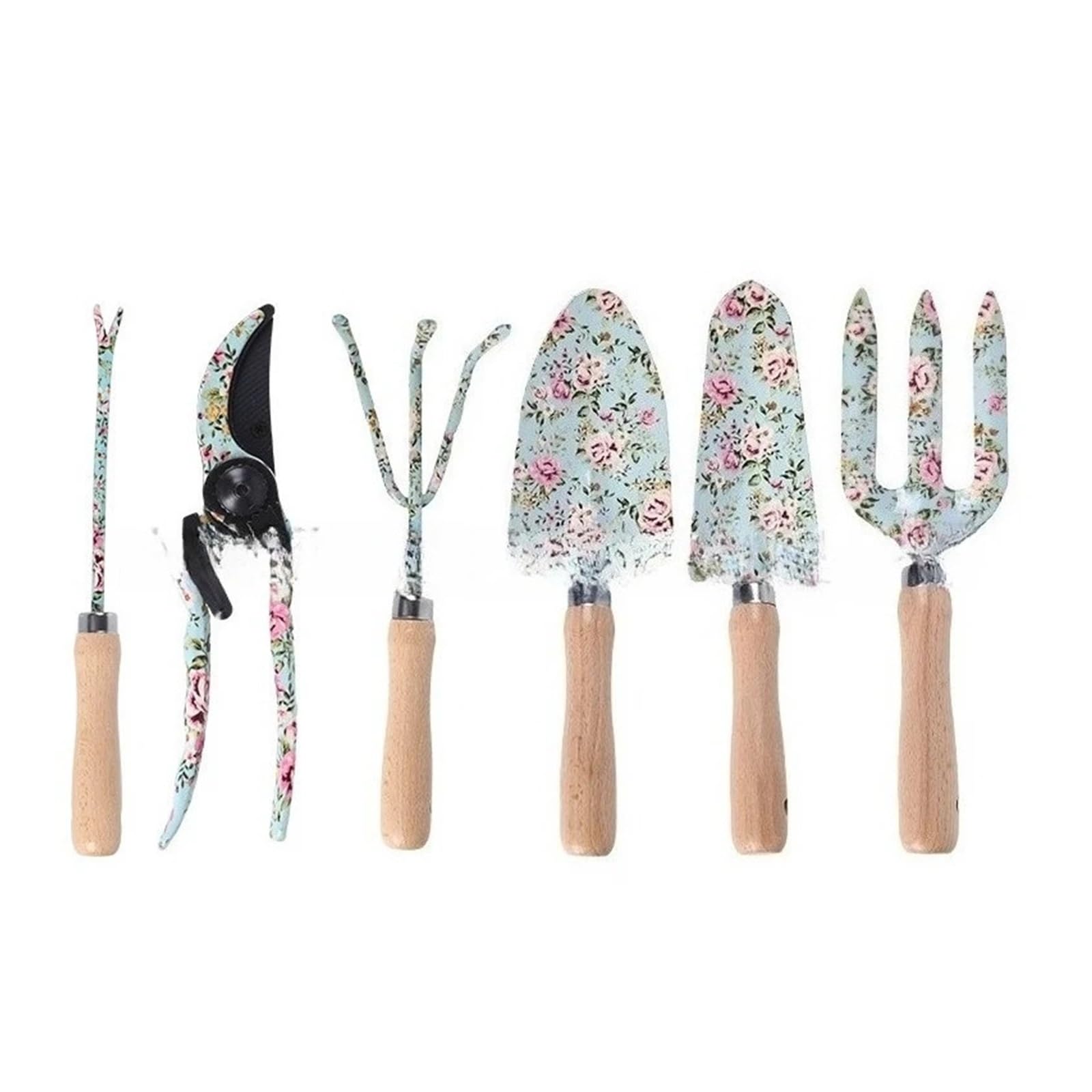 Ensemble d'outils de Jardin avec Manche en Bois imprimé, 10 pièces