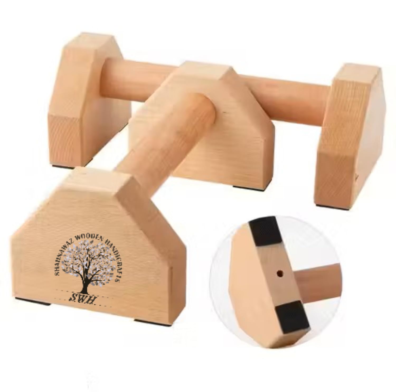 Push-up Bars, 2 PCS Wood Pushup Bars Non-Slip Base Exercise Home Workout Equipment, Wooden Parallettes Handle Stands Grip for Men Strength Training, Planks, Fitness-image-49
