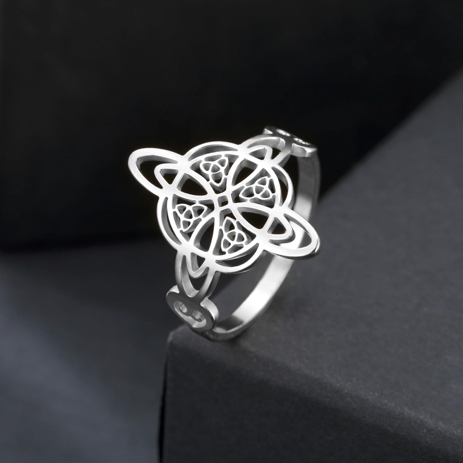 TEAMER Witches Knot Ring - Stainless Steel Celtic Amulet Vintage Knot Ring Wicca Protection Jewelry For Women - Image 3